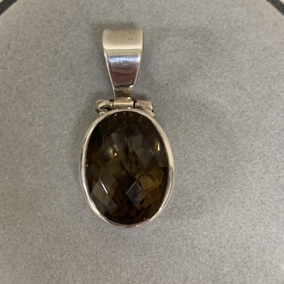 Large Smoky Quartz and Sterling Silver Pendant - Picture 3 of 7